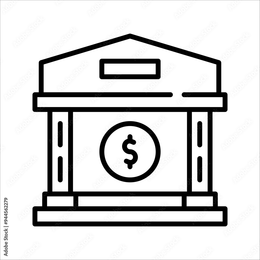 Bank icon, vector icon of bank, museum, building, university, business, on white background. Bank icon, vector icon of bank, museum, building, university, business, on white background.