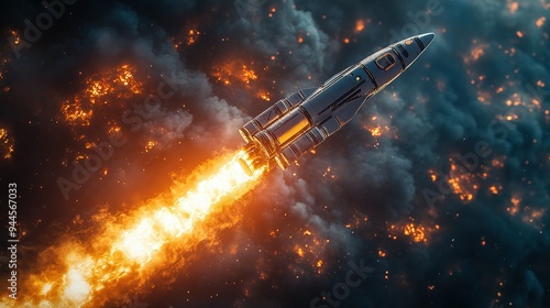 Wallpaper Mural A Spaceship Ascending Through A Fiery Sky Torontodigital.ca