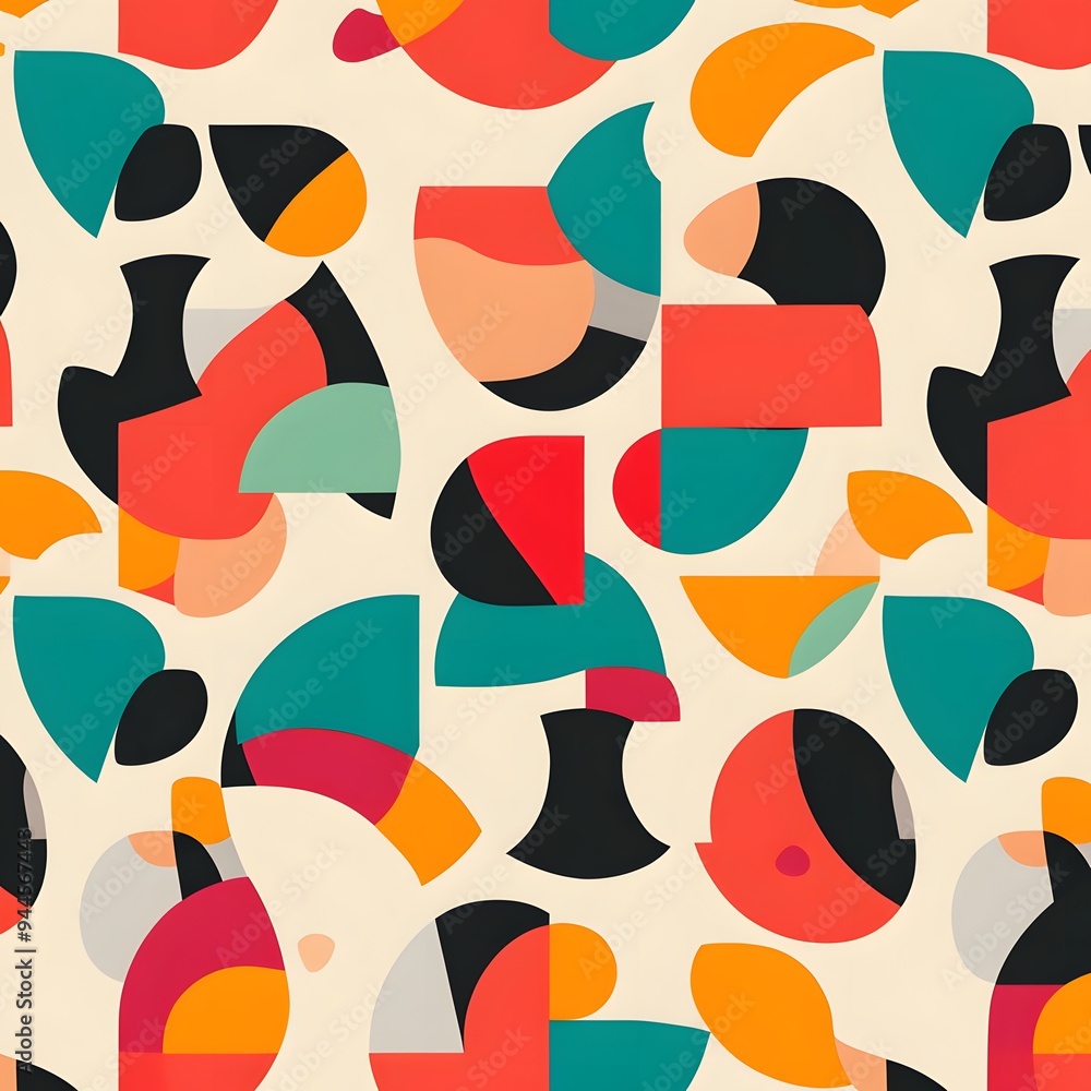 10. **Create a seamless pattern of playful, abstract shapes with a colorful, geometric design.** 10. **Create a seamless pattern of playful, abstract shapes with a colorful, geometric design.**
