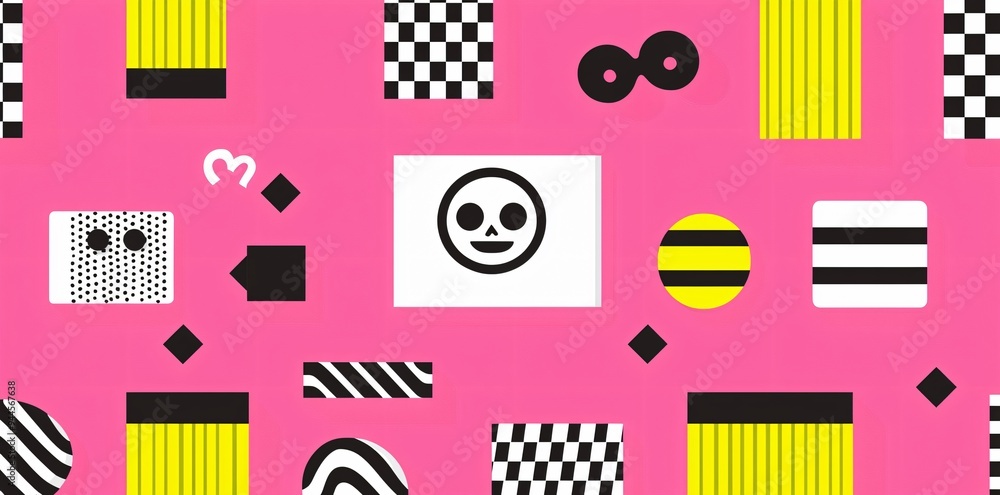 Geometric Abstract Art with Skull Emoji Geometric Abstract Art with Skull Emoji
