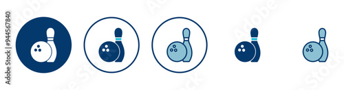 Bowling game Pin Icon vector isolated on white background. Bowling icon, ball and pin