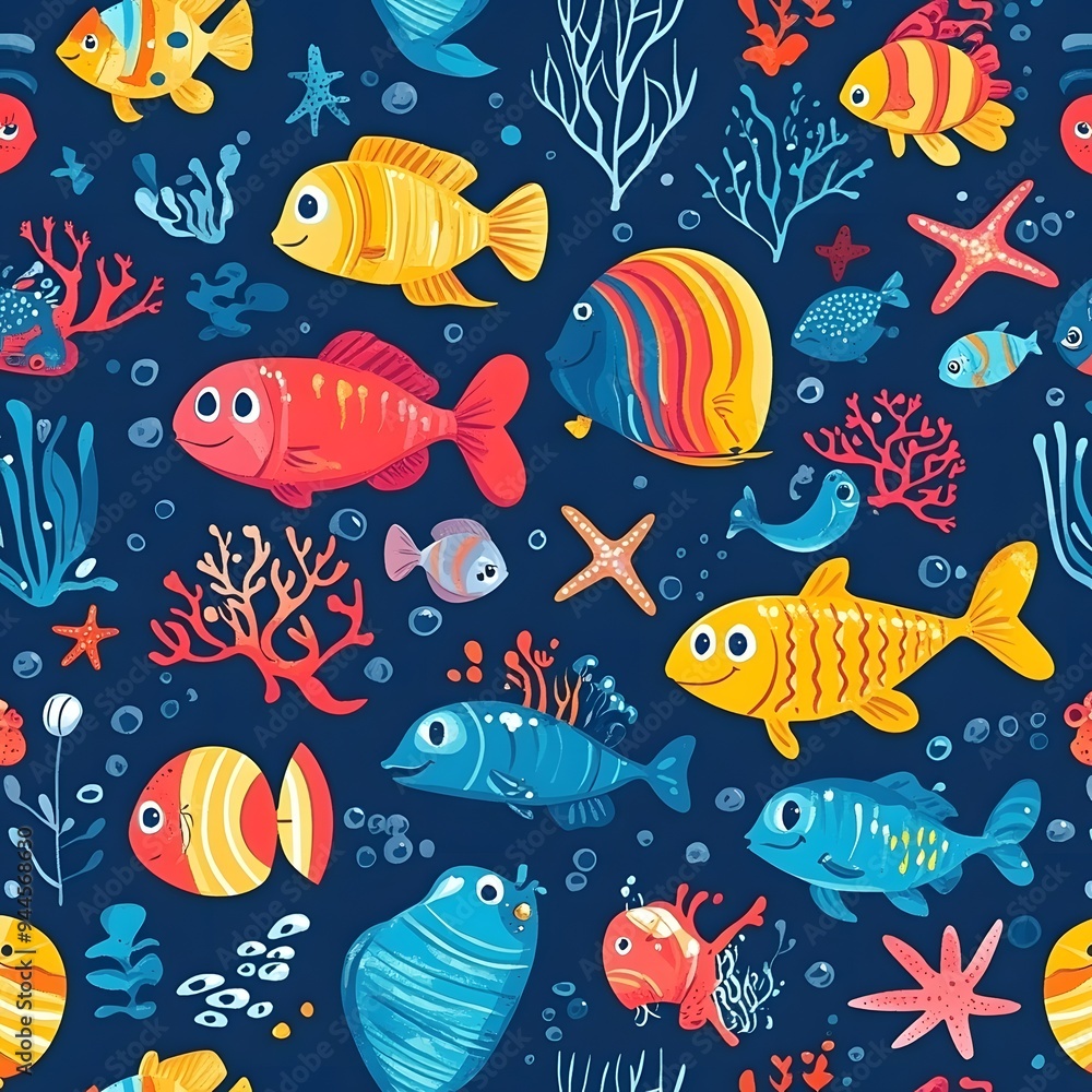 109. **Create a seamless pattern with playful, cartoonish sea creatures in bright, cheerful colors.** 109. **Create a seamless pattern with playful, cartoonish sea creatures in bright, cheerful colors.**