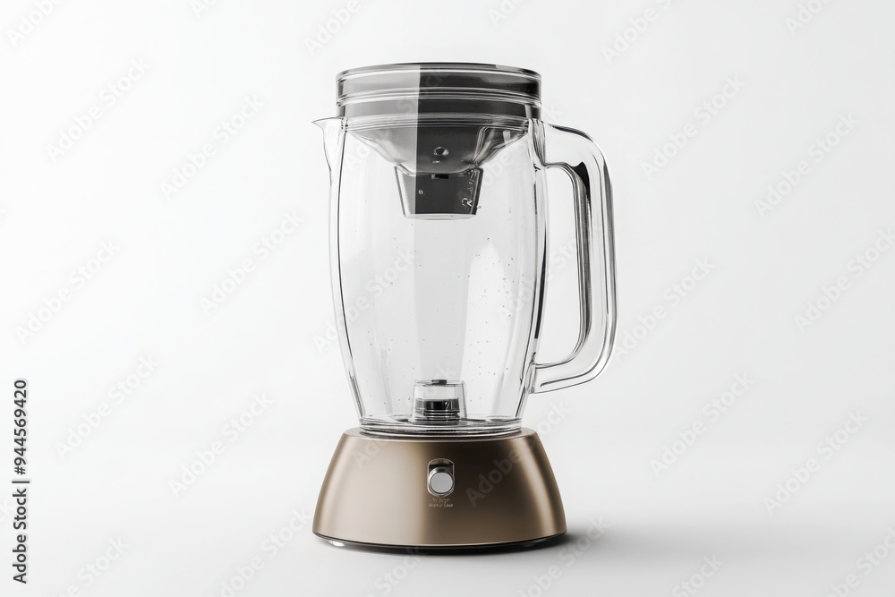 Empty glass blender on a metallic base Empty glass blender on a metallic base