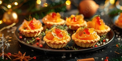 Tiger hors d oeuvres in pastry shells for New Year 2022 photo