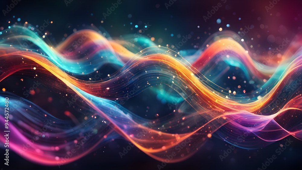 A colorful wave of light with a lot of sparkles A colorful wave of light with a lot of sparkles