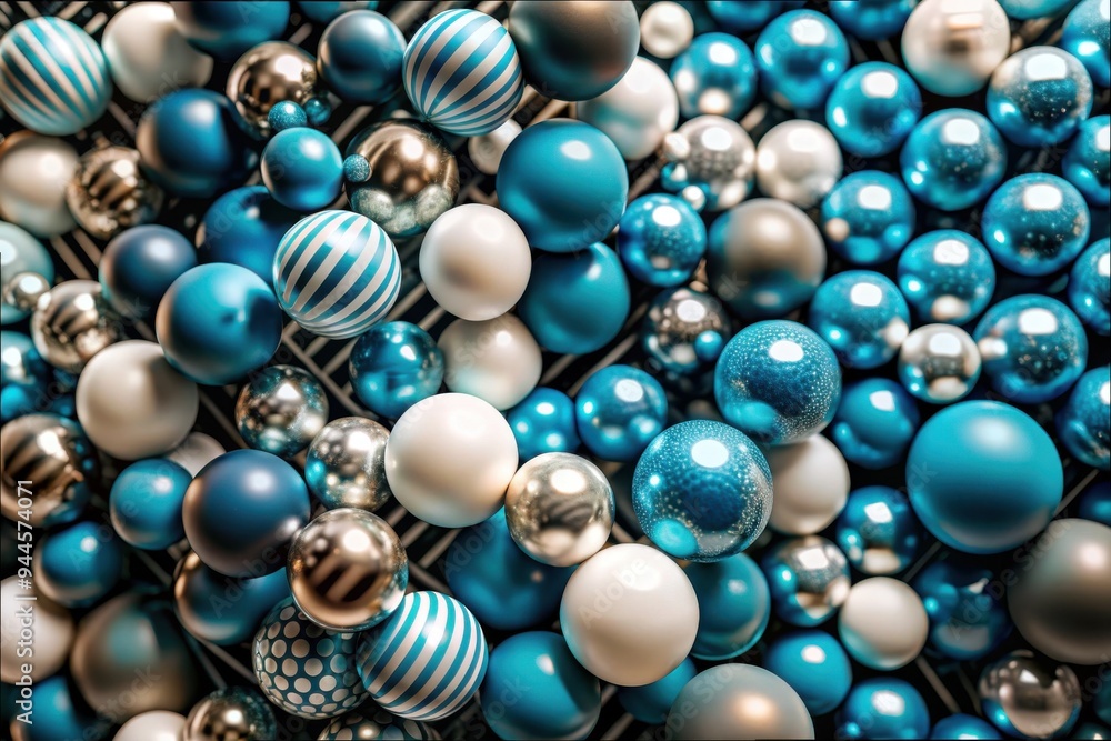 A vibrant collection of teal, silver, and white spheres creates a captivating visual experience filled with texture and depth, perfect for artistic design inspiration. Generative AI A vibrant collection of teal, silver, and white spheres creates a captivating visual experience filled with texture and depth, perfect for artistic design inspiration. Generative AI