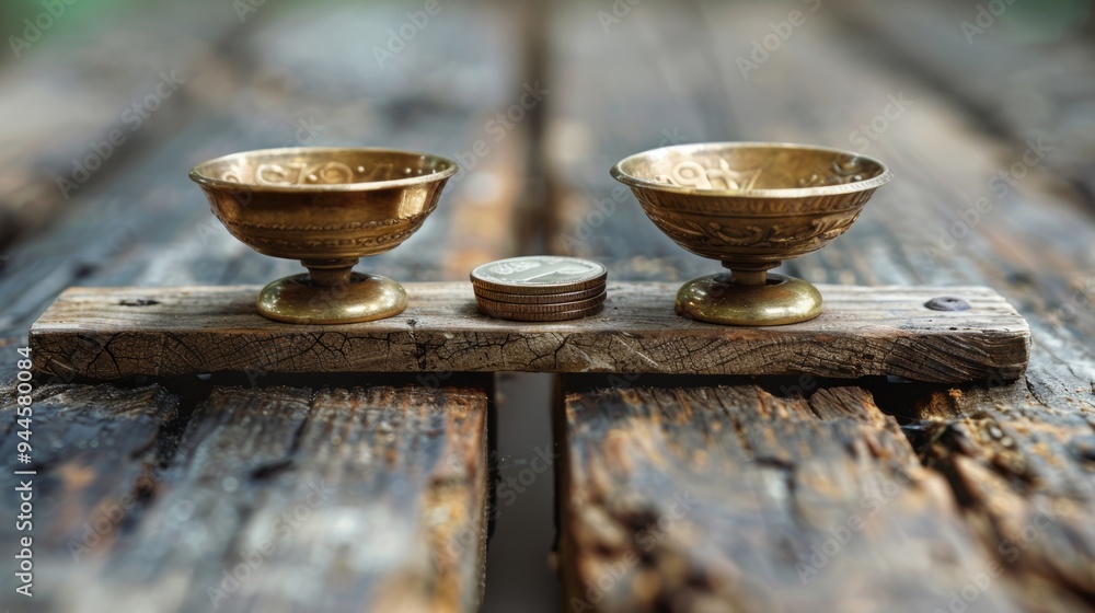 Balancing scales with coins symbolizing wealth and equality