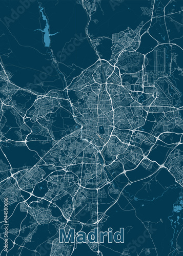 Madrid, Spain blueprint map poster art
