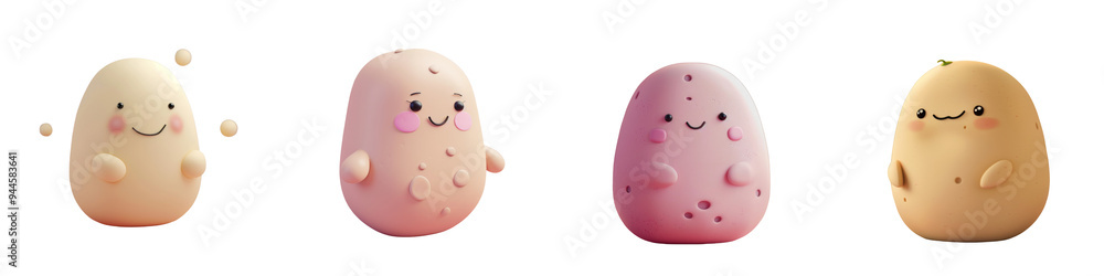 A collection of cute, cartoon-style potatoes with various expressions, perfect for fun designs and food-related themes. A collection of cute, cartoon-style potatoes with various expressions, perfect for fun designs and food-related themes.