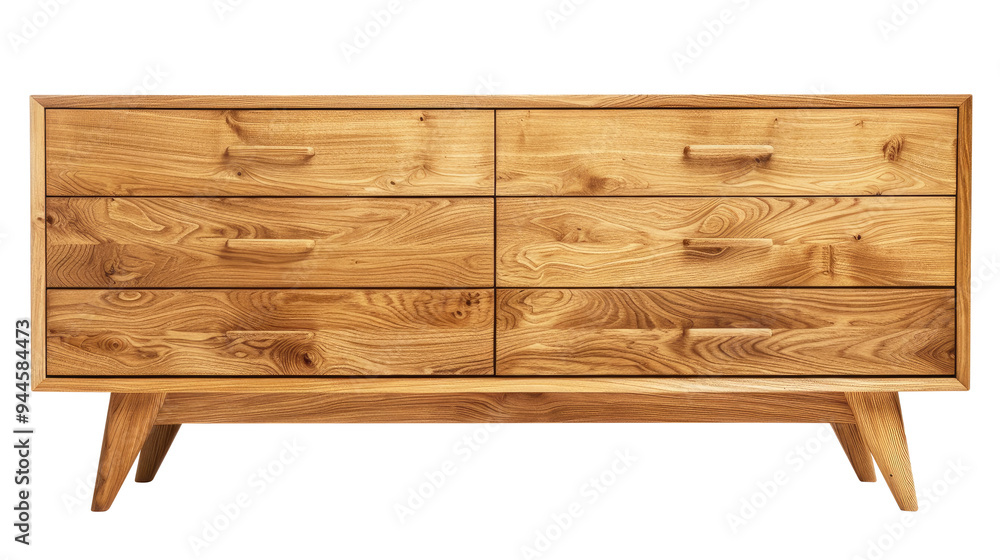 Wooden sideboard with drawers isolated on transparent white background, clipping path Wooden sideboard with drawers isolated on transparent white background, clipping path