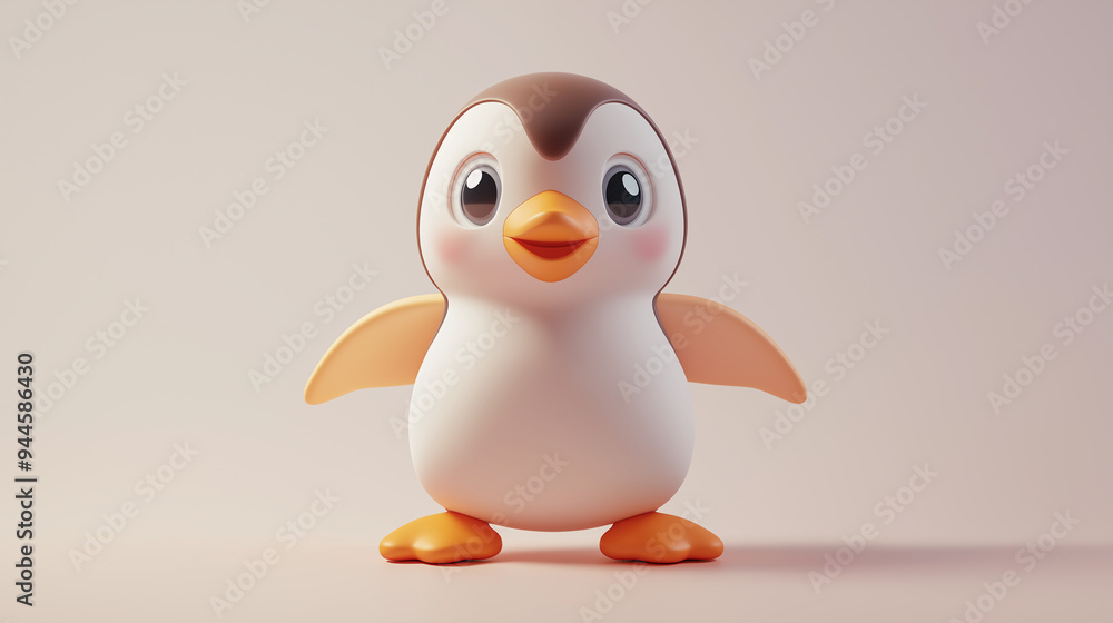 Cute cartoon penguin standing and smiling on pink background Cute cartoon penguin standing and smiling on pink background