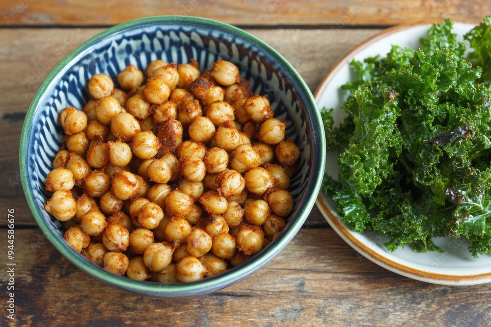 Roasted Chickpeas with side of Kale 