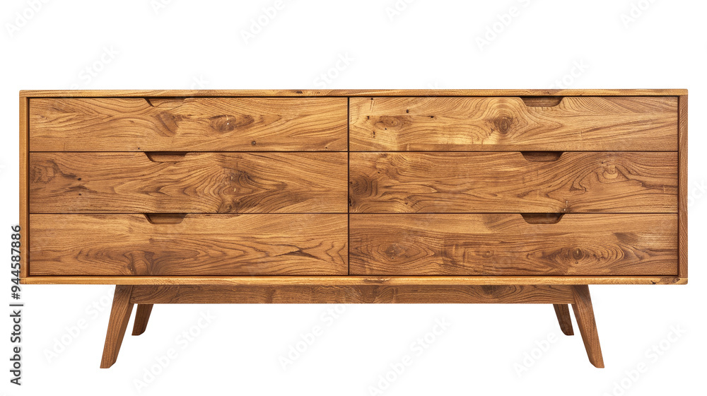 Wooden sideboard with drawers isolated on transparent white background, clipping path Wooden sideboard with drawers isolated on transparent white background, clipping path