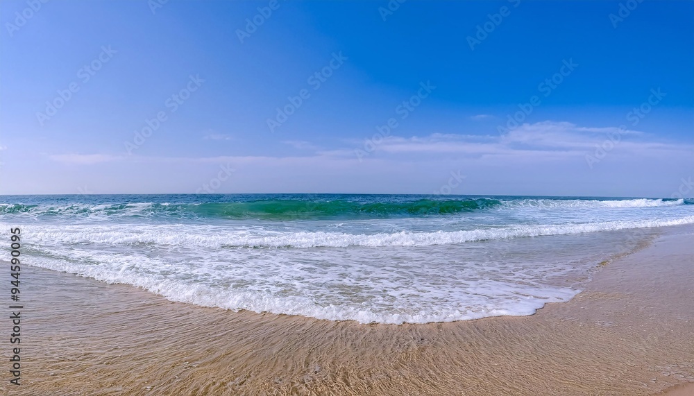 Beautiful, sunny oceanfront, featuring beaches with clear blue water and clear skies. generative ai Beautiful, sunny oceanfront, featuring beaches with clear blue water and clear skies. generative ai