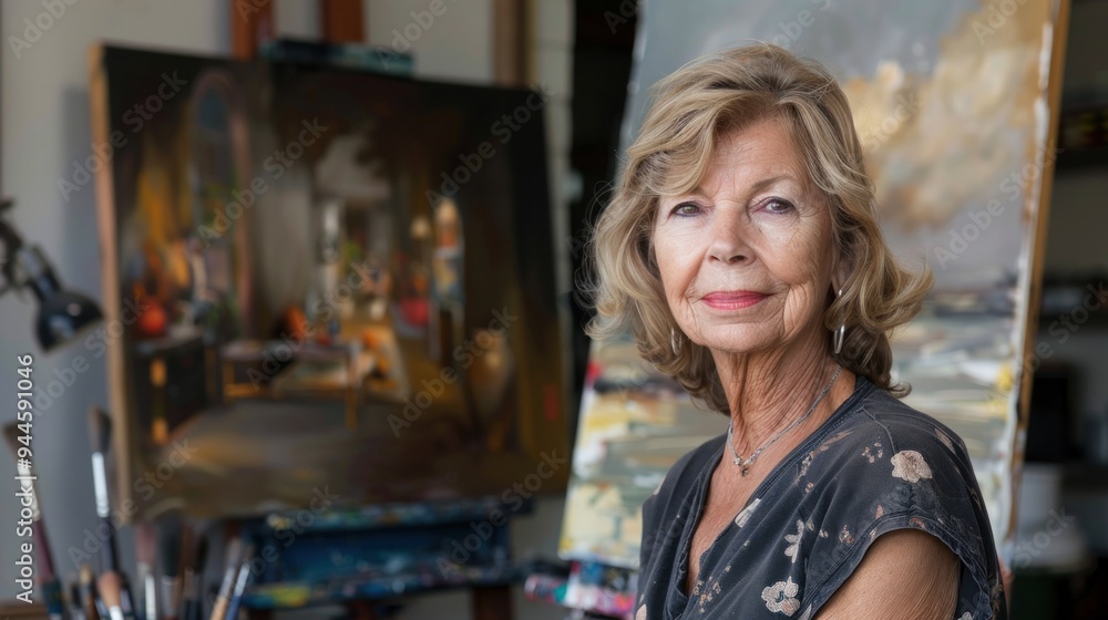 Portrait of mature woman in studio. AI generated images Portrait of mature woman in studio. AI generated images