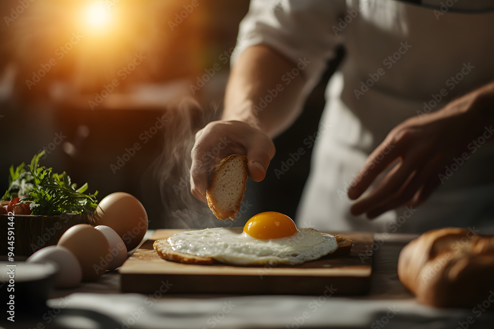 Chef cooked egg for breakfast. Chef cooked egg for breakfast.