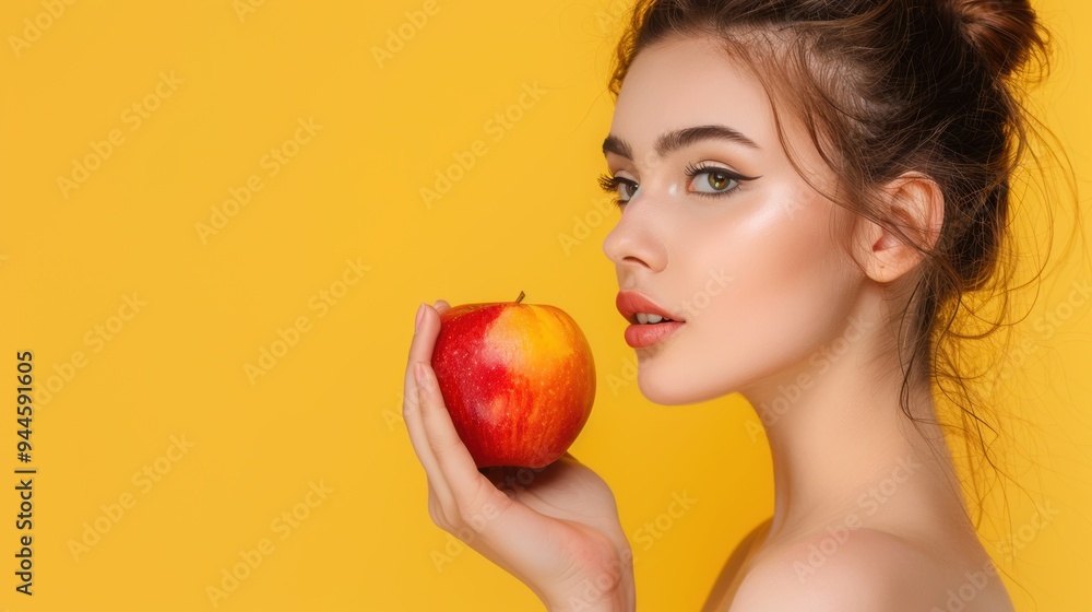 Beautiful woman holding a apple Beautiful woman holding a apple
