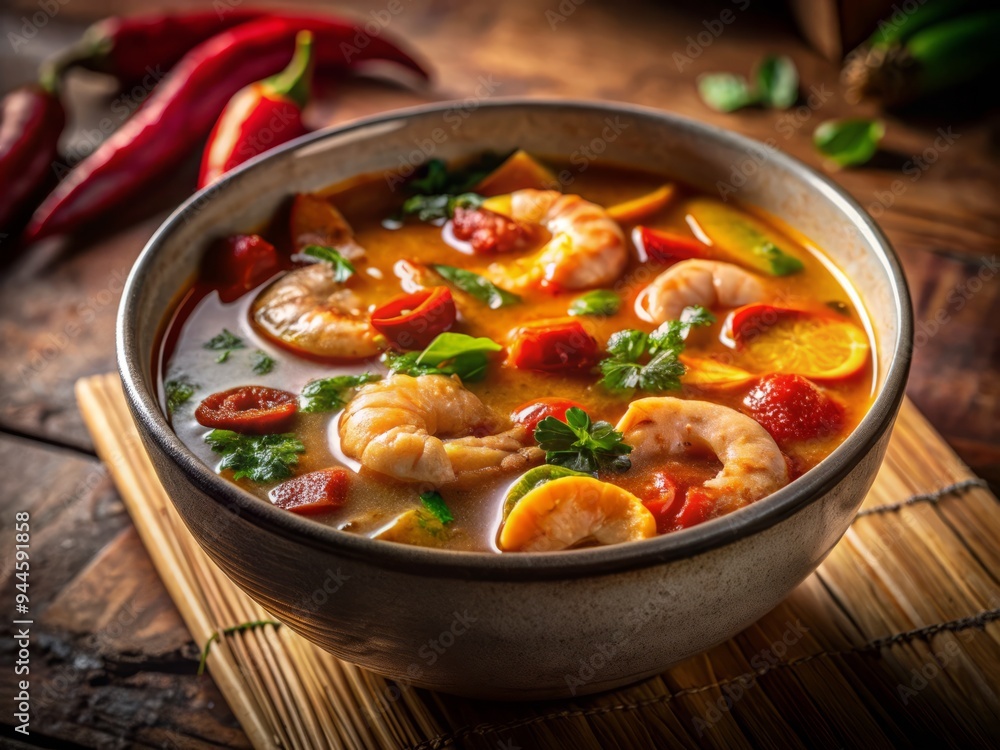 Tom Yum soup with shrimp and Spicy Andouille sausage Tom Yum soup with shrimp and Spicy Andouille sausage