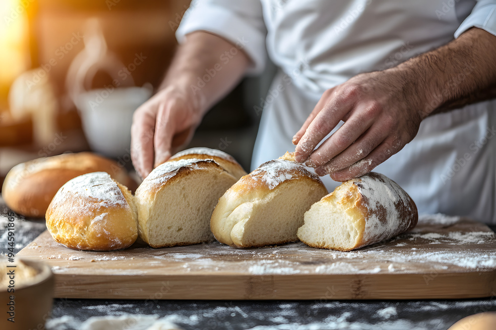 Chef make bread for breakfast. Chef make bread for breakfast.