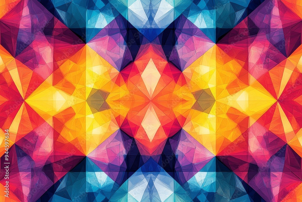 Abstract Geometric Pattern with Vibrant Colors created with Generative AI Abstract Geometric Pattern with Vibrant Colors created with Generative AI