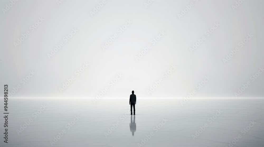 Obraz premium Silhouette of a Man Standing on a Cracked Surface.