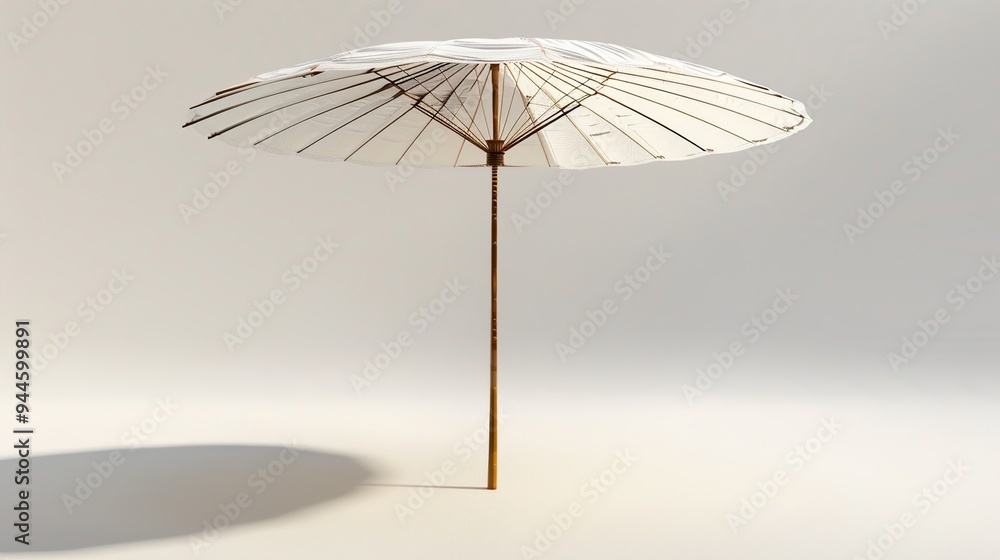 Fototapeta premium White Bamboo Umbrella - Traditional Japanese Parasol Design