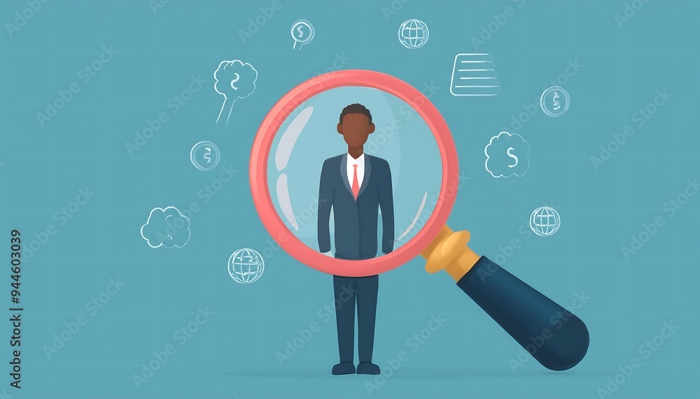 Corporate transparency, integrity or trust, business management with responsibility, financial transparent, legal or agreement for ethic report concept, businessman on magnifying glass transparency. Corporate transparency, integrity or trust, business management with responsibility, financial transparent, legal or agreement for ethic report concept, businessman on magnifying glass transparency.