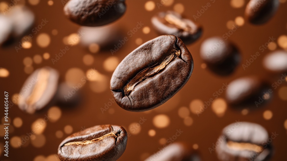 Coffee beans floating in space Coffee beans floating in space