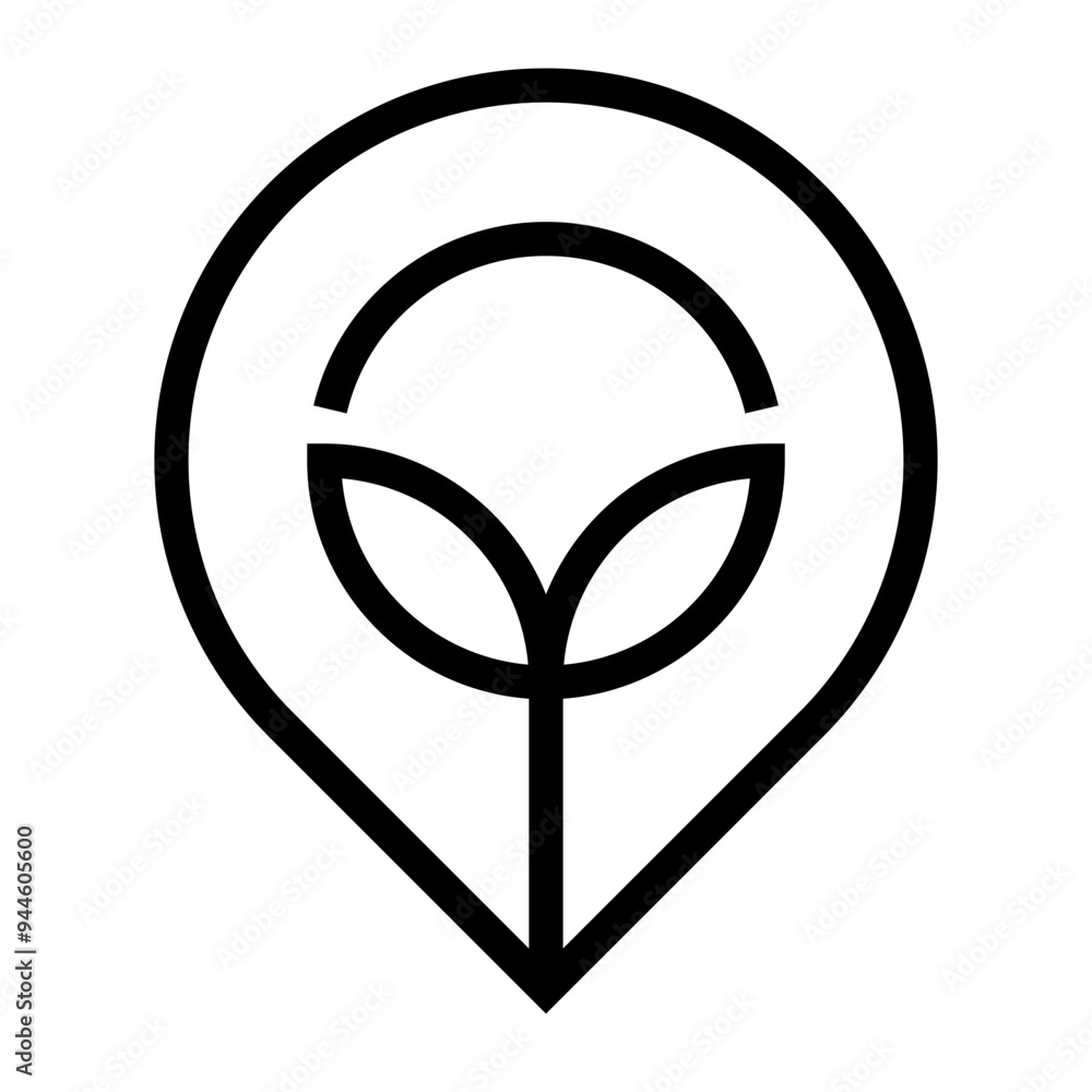Eco Location Pin Ecology Single Icon Outline Style Eco Location Pin Ecology Single Icon Outline Style