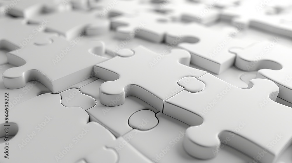 Obraz premium White Puzzle Pieces Close Up.