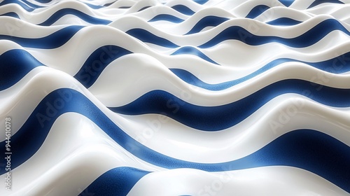 Delicate blue and white waves create a serene and rhythmic pattern.