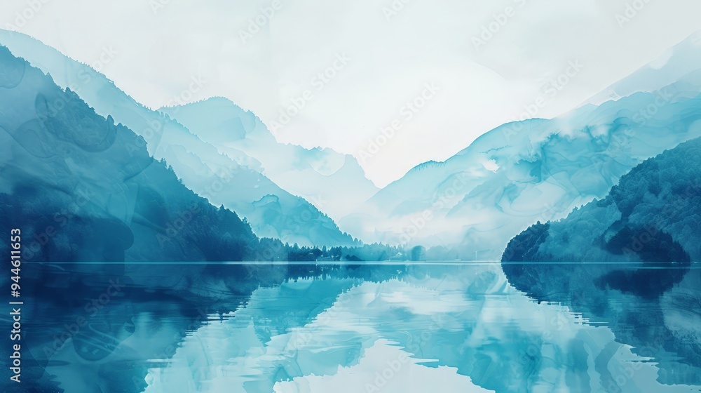 Abstract Landscape with Mountains and Water. Abstract Landscape with Mountains and Water.