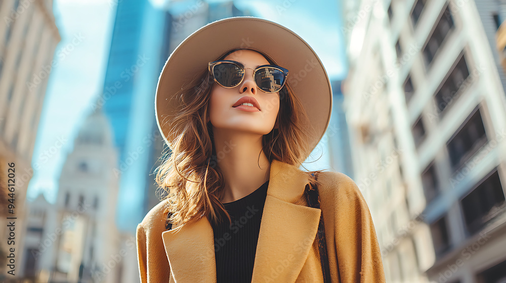 Stylish Woman Exploring a Historic City in a hat Stylish Woman Exploring a Historic City in a hat