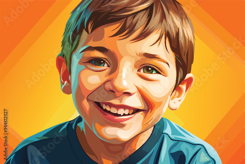 vector illustration of a boy with a orange background