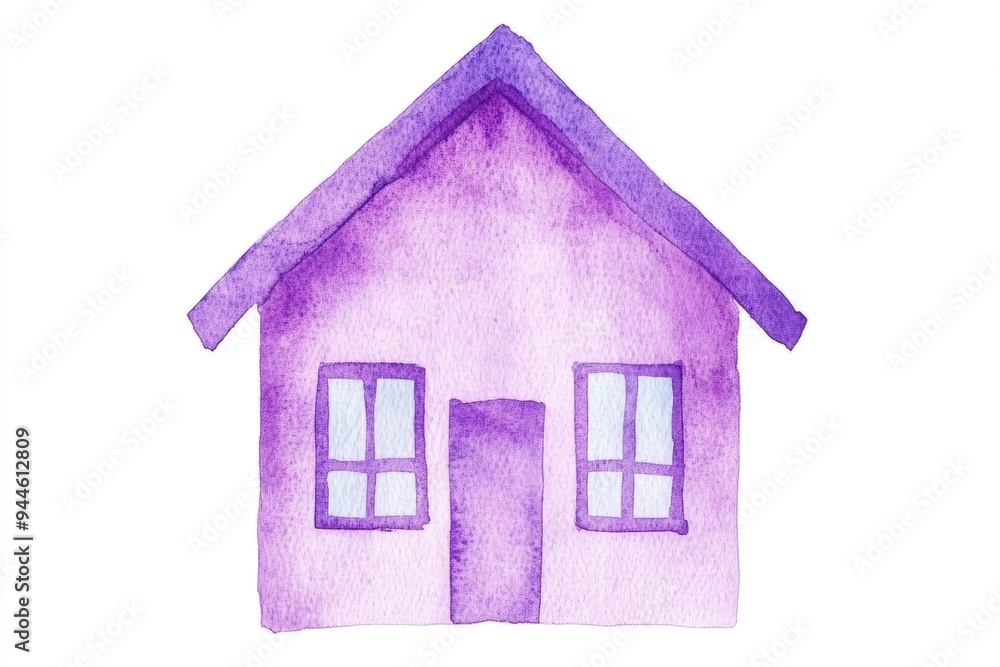 Halloween background, copy space. A dreamy watercolor depiction of a purple house standing gently against a soft backdrop, evoking a sense of warmth and whimsy, perfect for a serene home setting Halloween background, copy space. A dreamy watercolor depiction of a purple house standing gently against a soft backdrop, evoking a sense of warmth and whimsy, perfect for a serene home setting