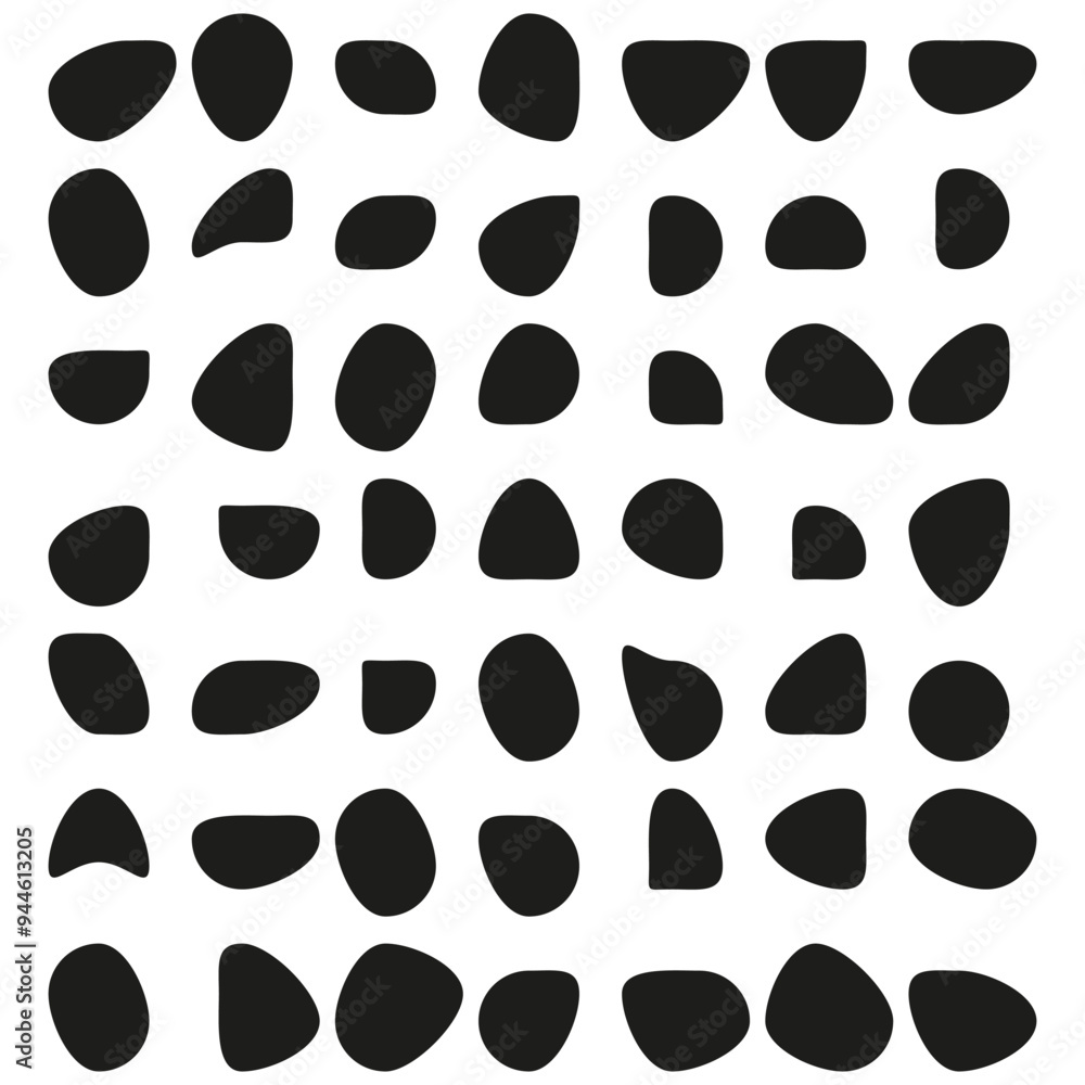Abstract pebble pattern. Irregular black shapes. Organic scattered layout. Modern minimalist design. Abstract pebble pattern. Irregular black shapes. Organic scattered layout. Modern minimalist design.