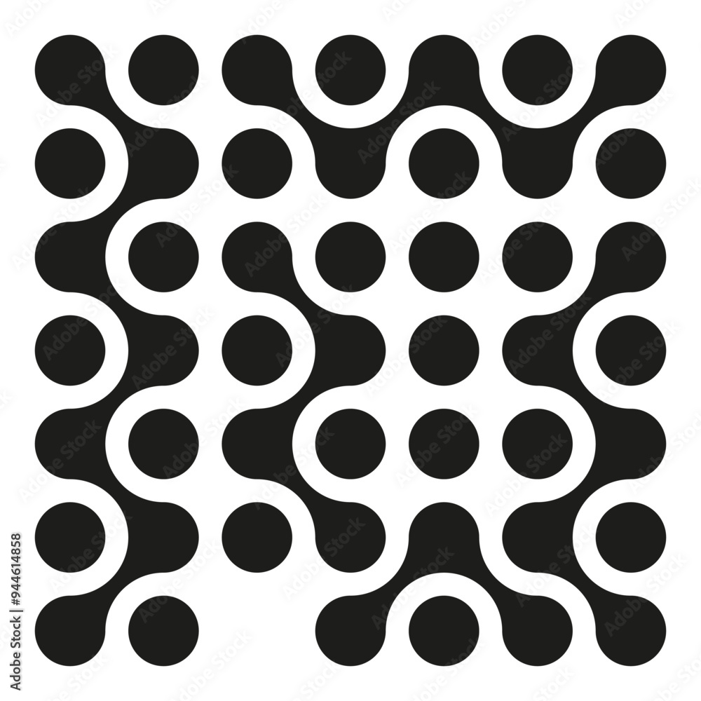 Abstract geometric pattern. Black circular shapes. Symmetrical repeating design. Vector illustration. Abstract geometric pattern. Black circular shapes. Symmetrical repeating design. Vector illustration.