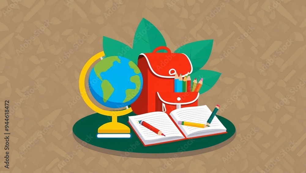 Naklejka premium back to school concept school stationery isolated on white