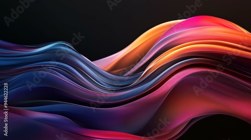 Colorful flowing abstract patterns in smooth gradients against a dark background create a mesmerizing visual experience highlighting fluid motion and artistic expression.