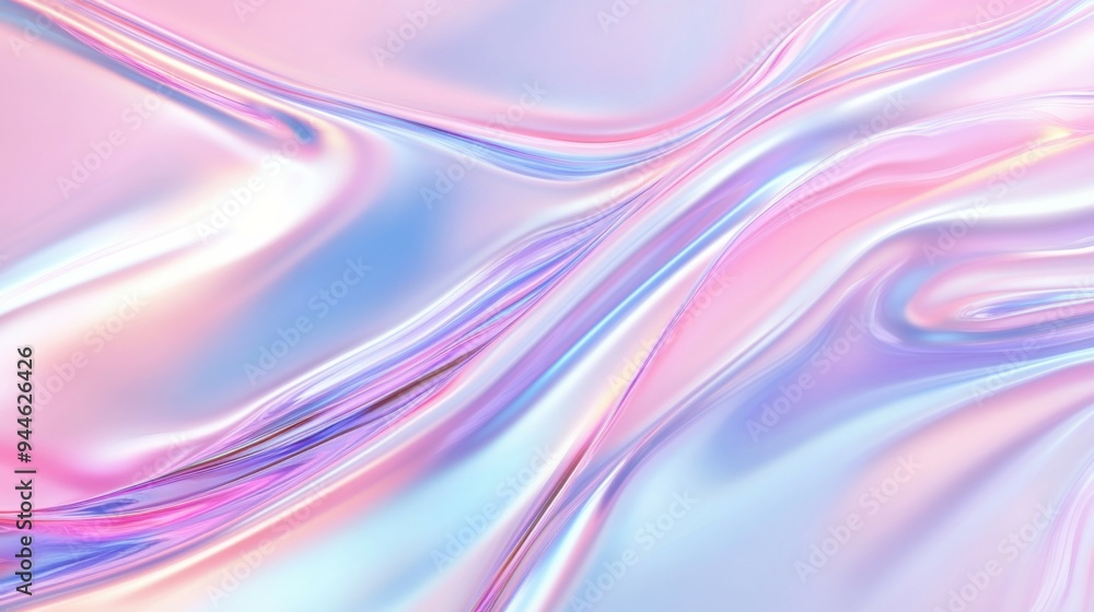 iridescent holographic Abstract trendy background. Holography abstract background in blue pink colors. Hologram color wrinkled pearlescent foil.