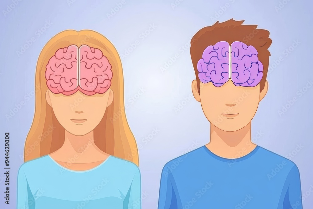 Cartoon illustration of a boy and girl with brains filled with puzzle pieces symbolizing the early stages of cognitive development and the formation of thought in children Cartoon illustration of a boy and girl with brains filled with puzzle pieces symbolizing the early stages of cognitive development and the formation of thought in children