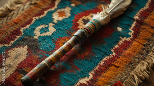 A talking stick, close up view, natural light - a communication and leadership symbol  in Native American Indigineous Culture