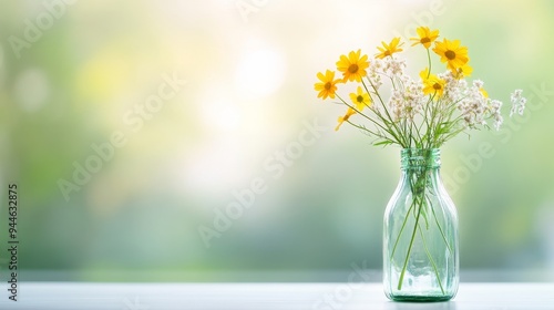 Wallpaper Mural An elegant vase crafted from a glass bottle, filled with vibrant wildflowers, highlighting the beauty of repurposing everyday items, set against a minimalist backdrop Torontodigital.ca