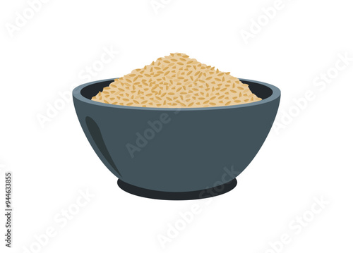 Wheat grain in a bowl. Simple flat illustration.