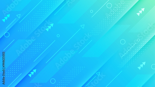 Abstract dynamic blue green gradient with geometric shape composition background for business, technology product, banner, poster, web design.	