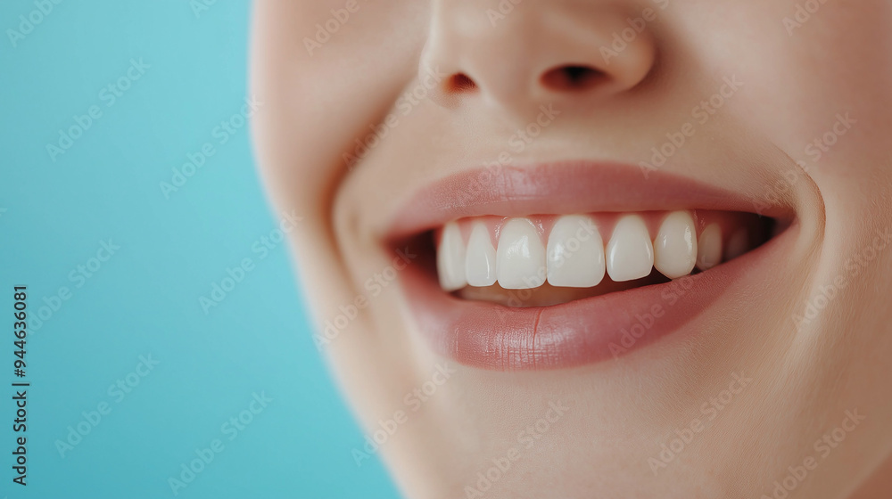 Obraz premium Close-up of young woman smiling showing white teeth