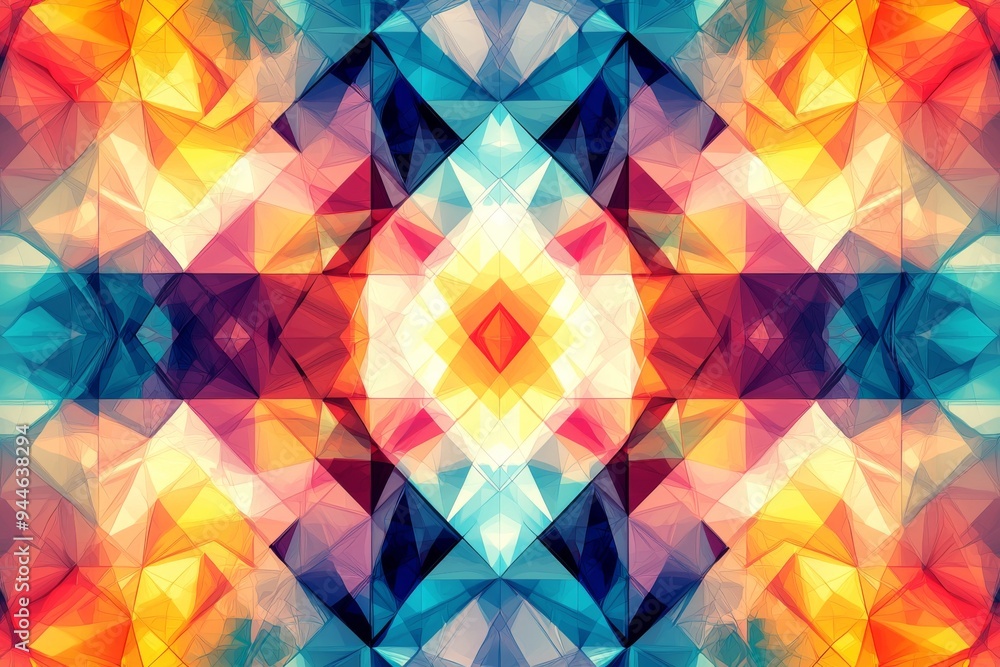 Obraz premium Abstract Geometric Pattern with Vibrant Colors created with Generative AI