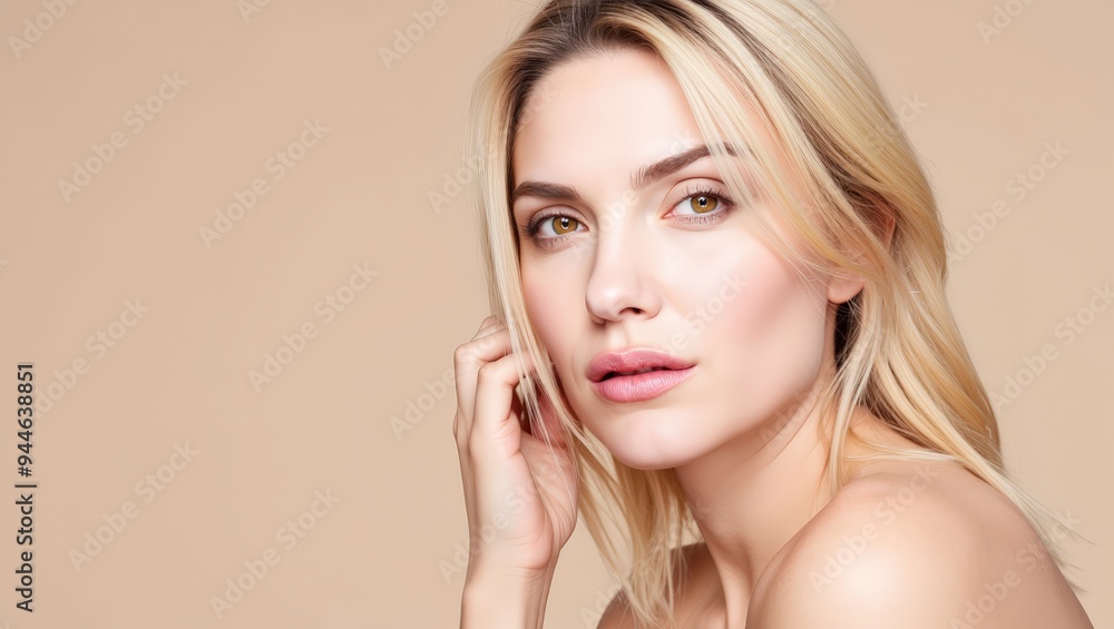 Portrait of an attractive blonde with hazel eyes in a neutral background Portrait of an attractive blonde with hazel eyes in a neutral background