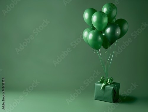 Present hanging from balloo...