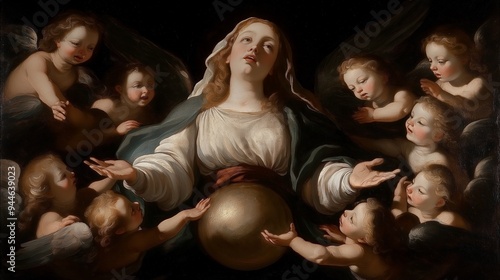 The Holy Virgin Mary surrou...